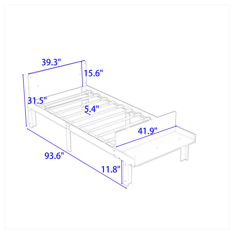 Latitude Run® Wood Platform Bed with Footboard Bench and Headboard